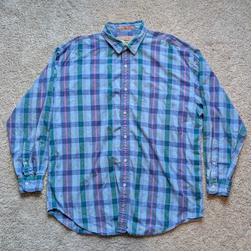 VTG American Terrain by Robert Pfitz Plaid Long Sleeve Button Up Shirt Men's XL
